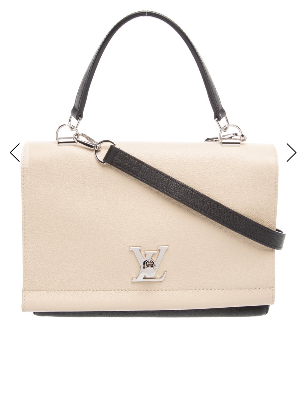 Louis Vuitton Cream and Black Leather Satchel